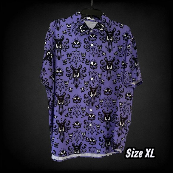 The Haunted Mansion Novelty Glow in the Dark Short Sleeve Oversized Mens Shirt - Picture 3 of 7